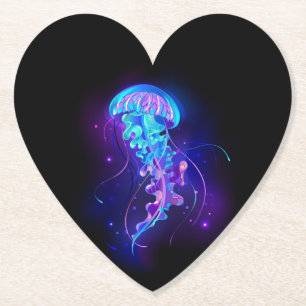 Vibrant Colour Glowing Jellyfish Paper Coaster