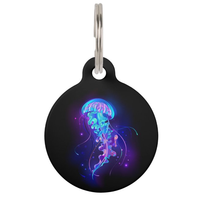 Vibrant Colour Glowing Jellyfish Pet Tag (Front)