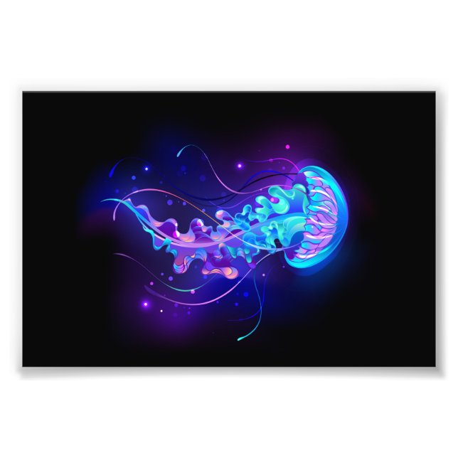 Vibrant Colour Glowing Jellyfish Photo Print (Front)