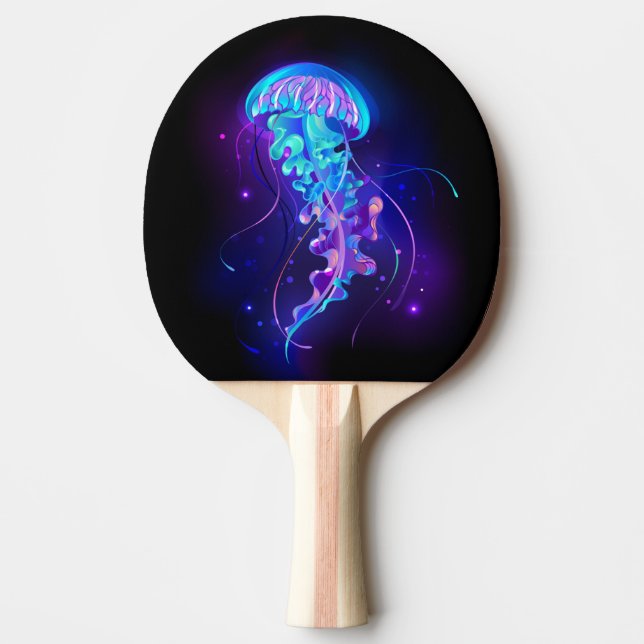 Vibrant Colour Glowing Jellyfish Ping Pong Paddle (Front)