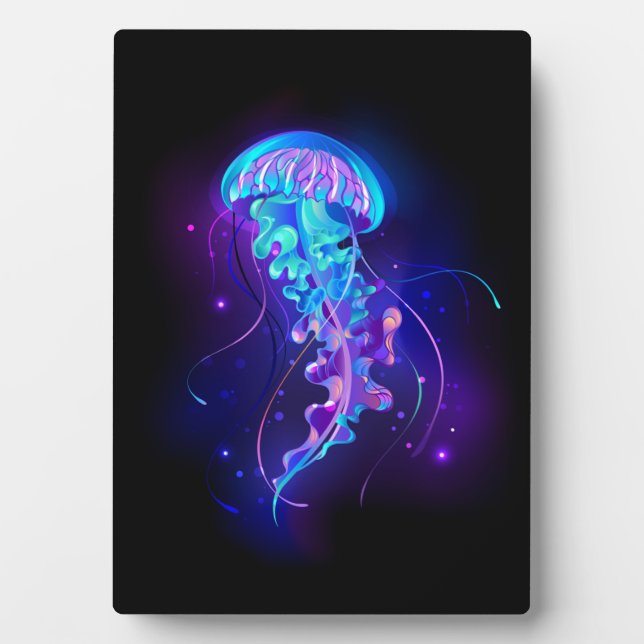 Vibrant Colour Glowing Jellyfish Plaque (Front)