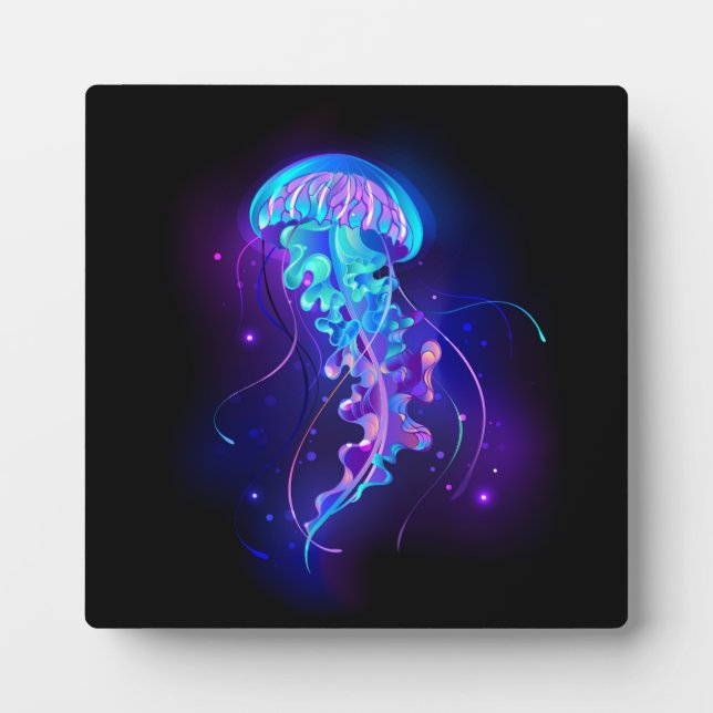 Vibrant Colour Glowing Jellyfish Plaque (Front)
