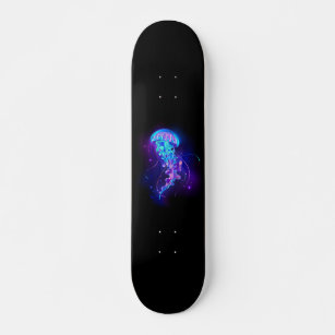 Vibrant Colour Glowing Jellyfish Skateboard