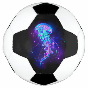 Vibrant Colour Glowing Jellyfish Soccer Ball