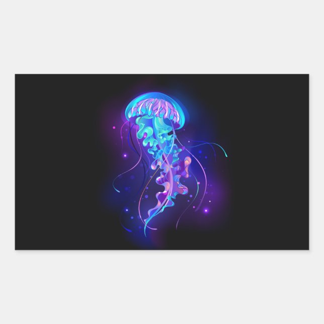 Vibrant Colour Glowing Jellyfish Sticker (Front)