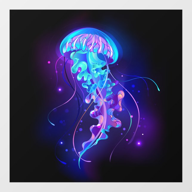 Vibrant Colour Glowing Jellyfish Window Cling (Sheet)