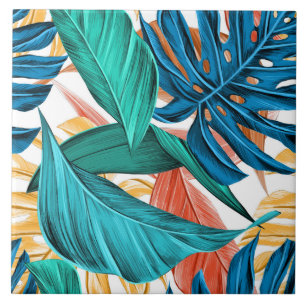 Vibrant colour leaves tile
