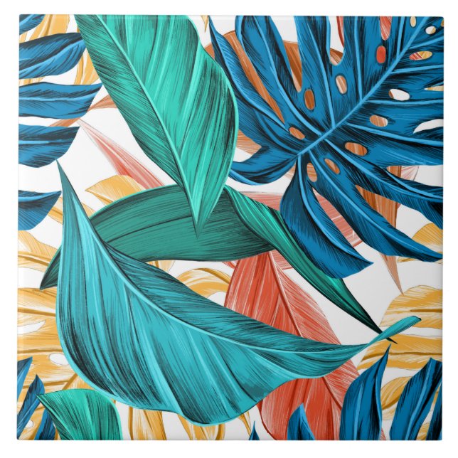 Vibrant colour leaves tile (Front)