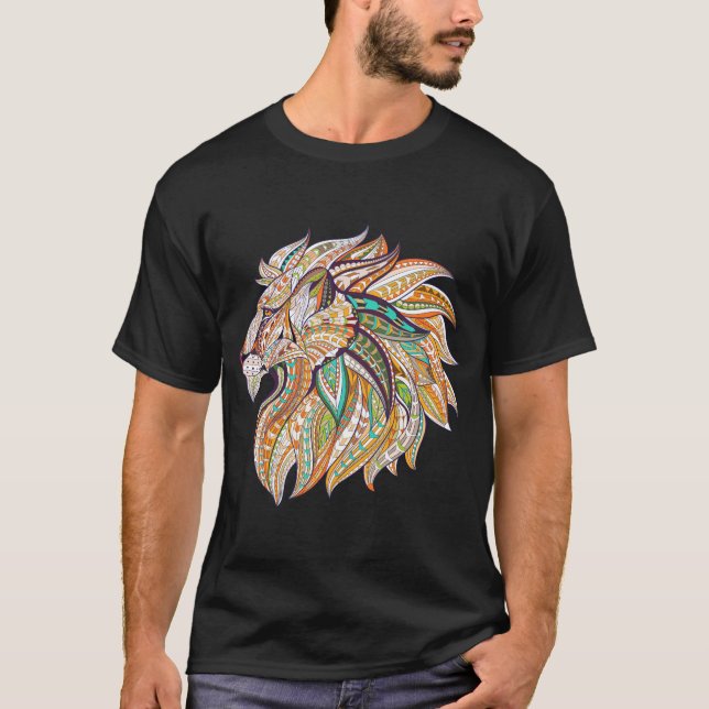 Vibrant colour lion drawing T-Shirt (Front)
