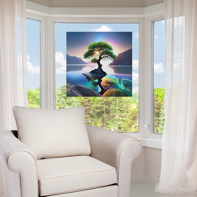 Vibrant Colour Lone Tree in a Stream Window Cling (Creator Uploaded)