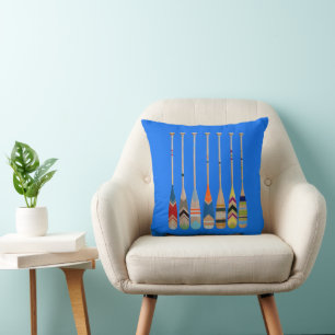 vibrant colour oars designs throw pillow