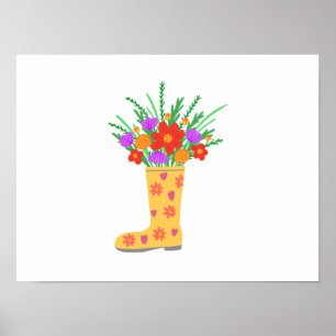 Vibrant colour Plants in Boots Poster