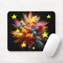 Vibrant Colour Powder Burst with Bright Yellow Sta