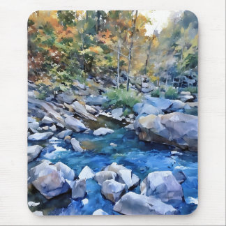 Vibrant colour scenic rocky stream Mousepad