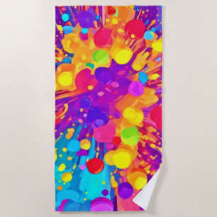 Vibrant Colour Spatter Beach Towel