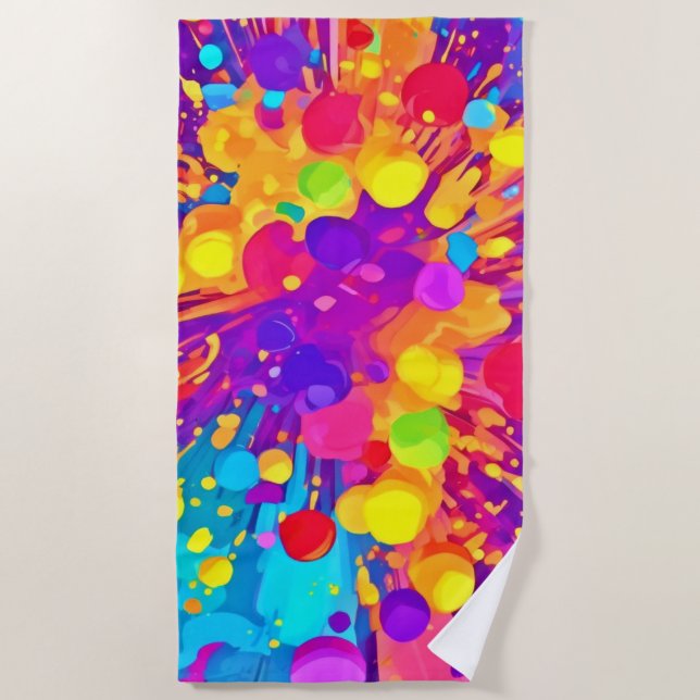 Vibrant Colour Spatter Beach Towel (Front)
