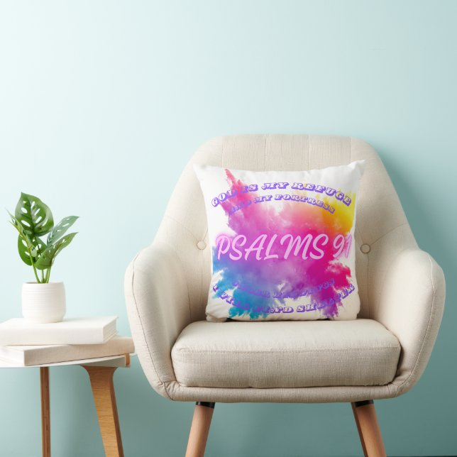 Vibrant Colour splashes Psalm 91 Throw Pillow (Chair)