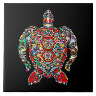 Vibrant colour turtle tile