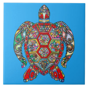 Vibrant colour turtle tile