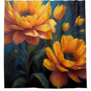 Vibrant Colour Yellow Orange Flowers on Blue