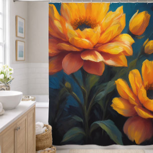 Vibrant Colour Yellow Orange Flowers on Blue