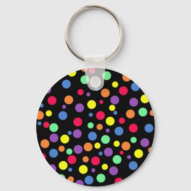 Vibrant Coloured Polka Dots Keychain (Front)