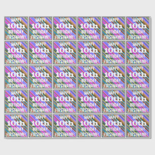 Vibrant, Colourful 10th Birthday + Custom Name Wrapping Paper