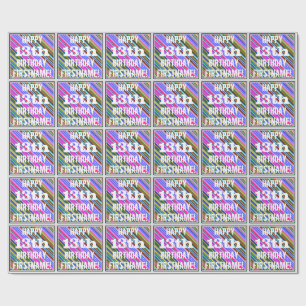 Vibrant, Colourful 13th Birthday + Custom Name Wrapping Paper