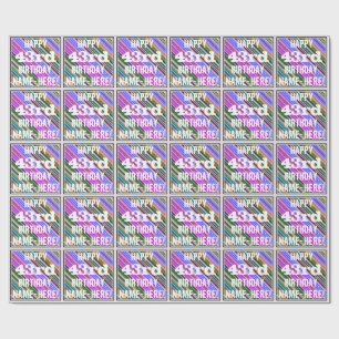 Vibrant, Colourful 43rd Birthday + Custom Name Wrapping Paper