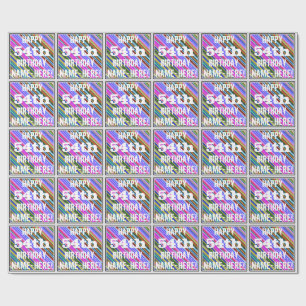 Vibrant, Colourful 54th Birthday + Custom Name Wrapping Paper