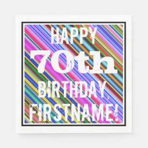 Vibrant, Colourful 70th Birthday + Custom Name Napkin