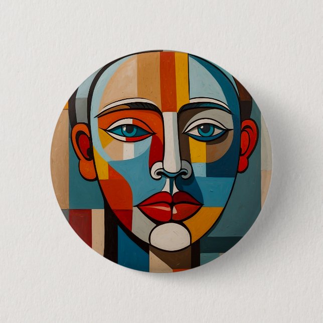 Vibrant Colourful Abstract Face Painting  2 Inch Round Button (Front)