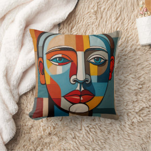 Vibrant Colourful Abstract Face Painting Throw Pillow
