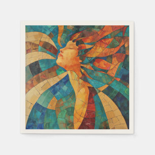 Vibrant Colourful Abstract Mosaic Woman Napkin