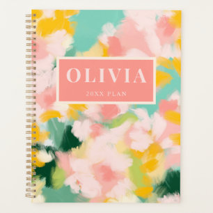 Vibrant colourful abstract painterly design planner