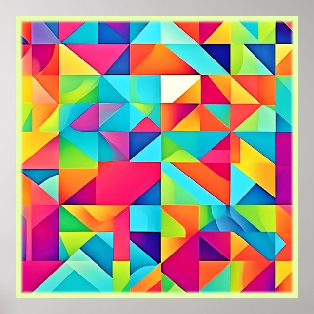 Vibrant Colourful Abstract Patterns Poster (Front)