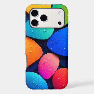 Vibrant Colourful Abstract Pebbles with Water Drop