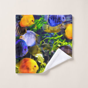 Vibrant Colourful Aquatic Tropical Sea Fish Wash Cloth