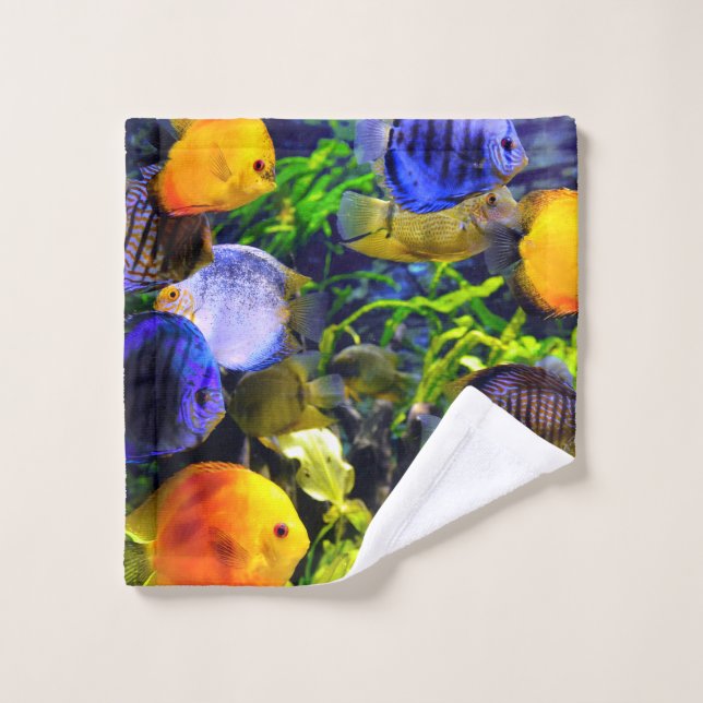 Vibrant Colourful Aquatic Tropical Sea Fish Wash Cloth (Wash Cloth)