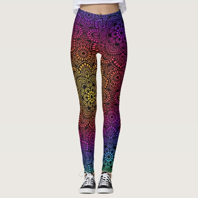 Vibrant Colourful art  Leggings (Front)