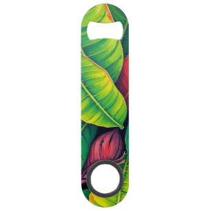 Vibrant Colourful Banana Foliage Pattern Bar Key