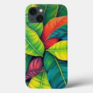 Vibrant Colourful Banana Foliage Pattern iPhone 13 Case