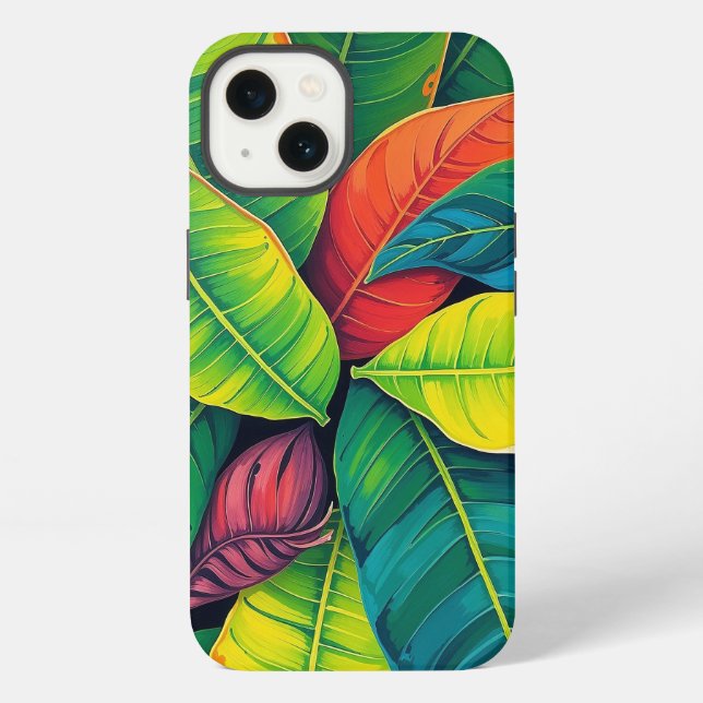 Vibrant Colourful Banana Foliage Pattern iPhone Case (Back)