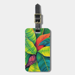 Vibrant Colourful Banana Foliage Pattern Luggage Tag