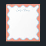 Vibrant Colourful Blue Peach Wavy Zigzag Border Notepad<br><div class="desc">Perfect gift for anyone who loves colourful and bright notepads,  featuring blue and peach wavy border.
For more advanced customisation of this design,  e.g. changing layout,  font or text size please click the "CUSTOMIZE" button above. Please contact me for any questions!</div>