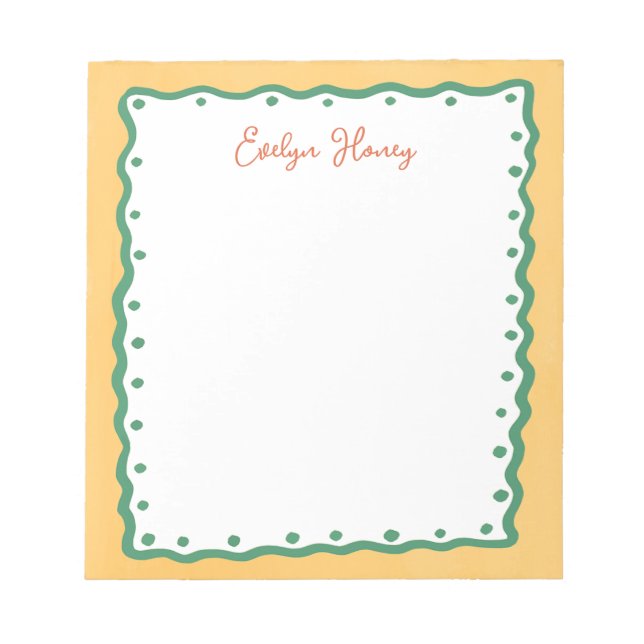 Vibrant Colourful Bold Colours Wavy Border Notepad (Front)