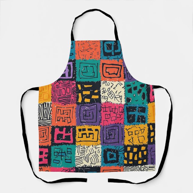 Vibrant Colourful Box Pattern (1) Apron (Front)