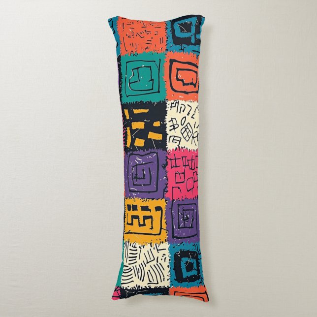 Vibrant Colourful Box Pattern (1) Body Pillow (Front Vertical)