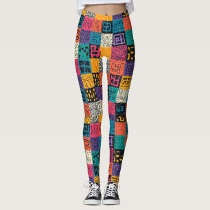 Vibrant Colourful Box Pattern (1) Leggings
