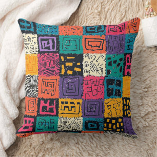 Vibrant Colourful Box Pattern (1) Throw Pillow